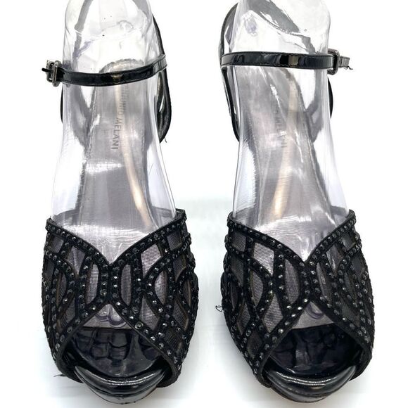 ALFANI High Evening Wear Strappy Peep Toe Heels in Black Size 9 - Picture 3 of 8